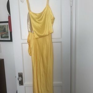 Silk sparkle satin yellow dress